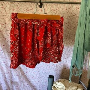 Red Bandana Print Shorts
